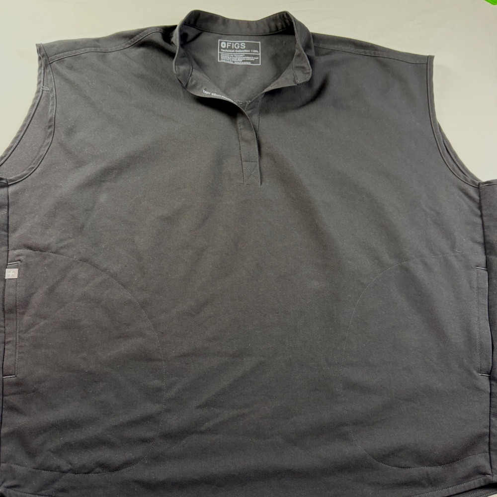 FIGS Scrub Top Womens XXL Black Rafaela Sleeveless Mandarin Collar Medical EUC